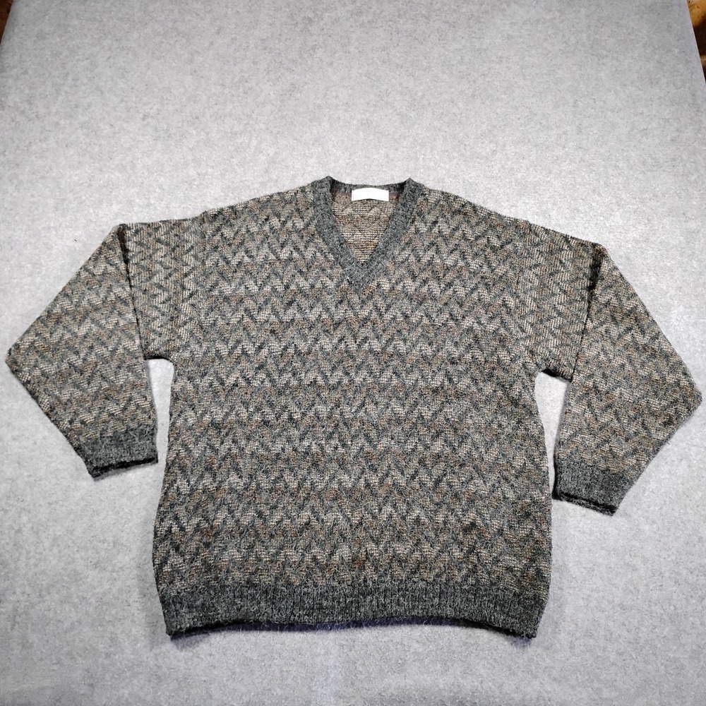 Vintage Marks & Spencer St Michael Mens V-Neck‎ Sweater Grey Mix UK Made Medium